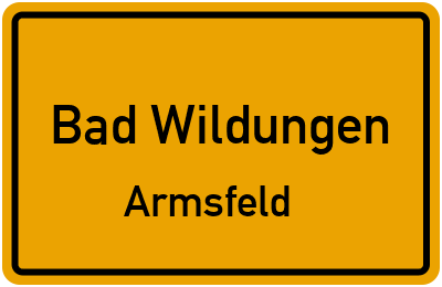 Ortsschild Bad Wildungen Armsfeld