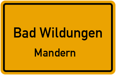 Ortsschild Bad Wildungen Mandern