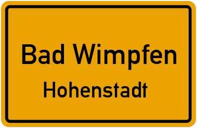 Ortsschild Bad Wimpfen Hohenstadt