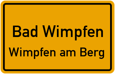 Straßenverzeichnis Bad Wimpfen Wimpfen am Berg