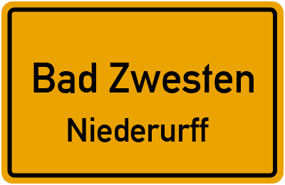 Ortsschild Bad Zwesten Niederurff
