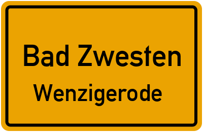 Ortsschild Bad Zwesten Wenzigerode