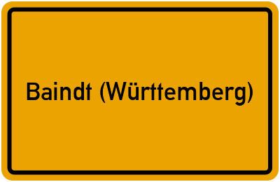 Ortsschild von Gemeinde Baindt (Württemberg) in Baden-Württemberg