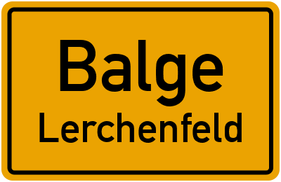 Ortsschild Balge Lerchenfeld