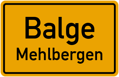 Ortsschild Balge Mehlbergen