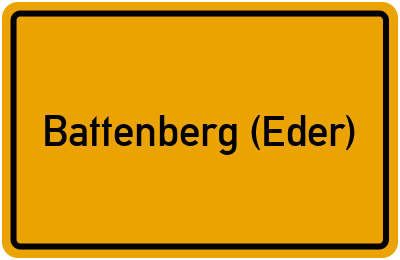Ortsschild von Battenberg (Eder) in Hessen