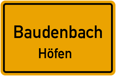 Ortsschild Baudenbach Höfen