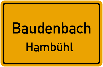 Ortsschild Baudenbach Hambühl