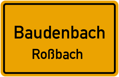Ortsschild Baudenbach Roßbach