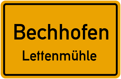 Ortsschild Bechhofen Lettenmühle