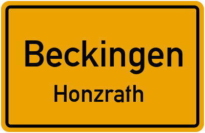 Straßenverzeichnis Beckingen Honzrath