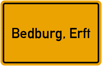 Ortsschild von Stadt Bedburg, Erft in Nordrhein-Westfalen