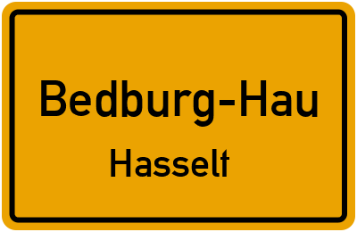 Ortsschild Bedburg-Hau Hasselt
