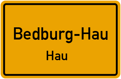 Ortsschild Bedburg-Hau Hau