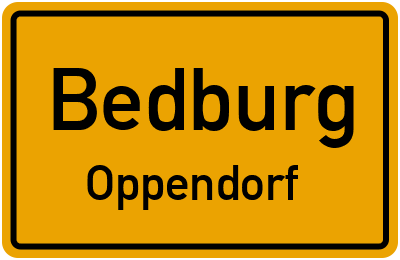 Ortsschild Bedburg Oppendorf