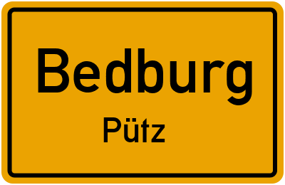 Ortsschild Bedburg Pütz