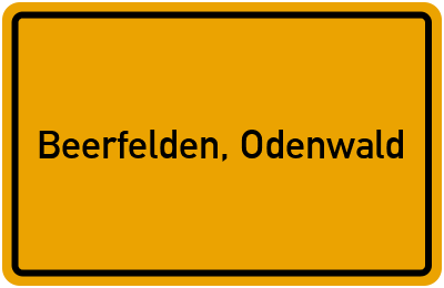 Ortsschild von Stadt Beerfelden, Odenwald in Hessen