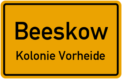 Straßenverzeichnis Beeskow Kolonie Vorheide