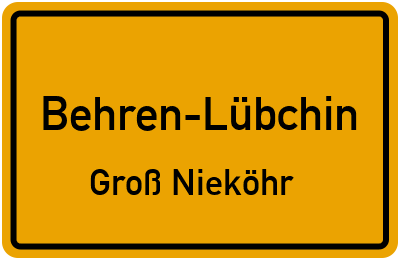Straßenverzeichnis Behren-Lübchin Groß Nieköhr