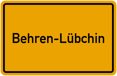 Ortsschild von Behren-Lübchin in Mecklenburg-Vorpommern