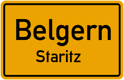Ortsschild Belgern Staritz