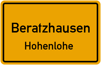 Ortsschild Beratzhausen Hohenlohe