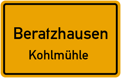 Straßenverzeichnis Beratzhausen Kohlmühle