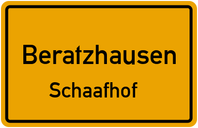 Ortsschild Beratzhausen Schaafhof