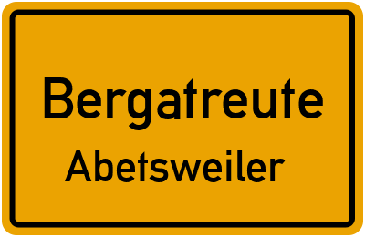 Ortsschild Bergatreute Abetsweiler