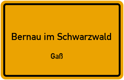 Straßenverzeichnis Bernau im Schwarzwald Gaß