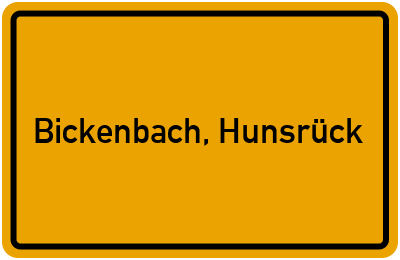 Ortsschild von Gemeinde Bickenbach, Hunsrück in Rheinland-Pfalz