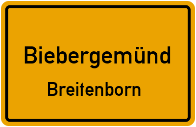 Ortsschild Biebergemünd Breitenborn