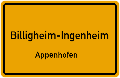 Straßenverzeichnis Billigheim-Ingenheim Appenhofen