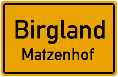 Straßenverzeichnis Birgland Matzenhof