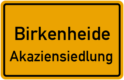 Straßenverzeichnis Birkenheide Akaziensiedlung
