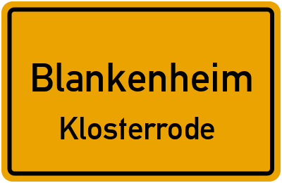 Straßenverzeichnis Blankenheim Klosterrode