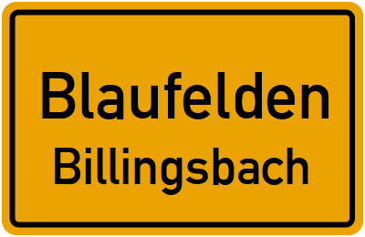Ortsschild Blaufelden Billingsbach