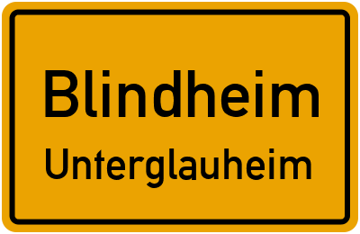 Ortsschild Blindheim Unterglauheim