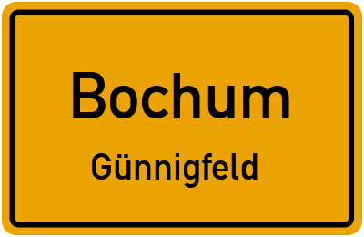 Ortsschild Bochum Günnigfeld