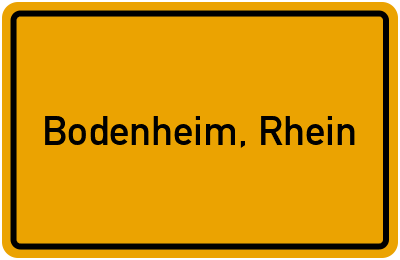 Ortsschild von Gemeinde Bodenheim, Rhein in Rheinland-Pfalz