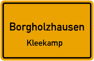 Ortsschild Borgholzhausen Kleekamp
