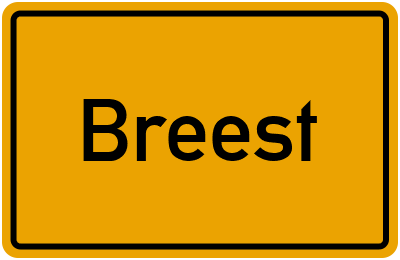 Ortsschild von Breest in Mecklenburg-Vorpommern
