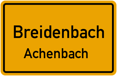 Ortsschild Breidenbach Achenbach