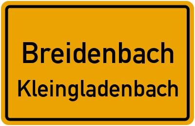 Ortsschild Breidenbach Kleingladenbach