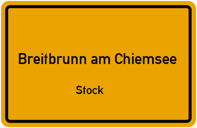 Ortsschild Breitbrunn am Chiemsee Stock