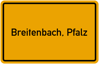 Ortsschild von Gemeinde Breitenbach, Pfalz in Rheinland-Pfalz