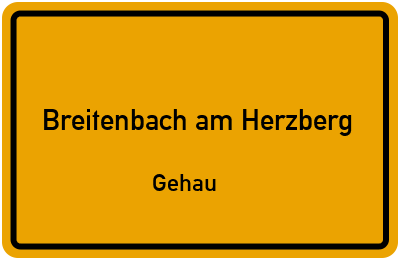 Straßenverzeichnis Breitenbach am Herzberg Gehau