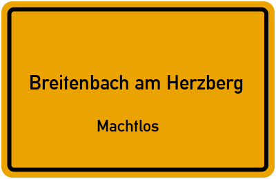 Straßenverzeichnis Breitenbach am Herzberg Machtlos
