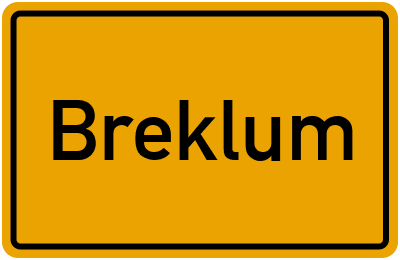 Ortsschild von Gemeinde Breklum in Schleswig-Holstein