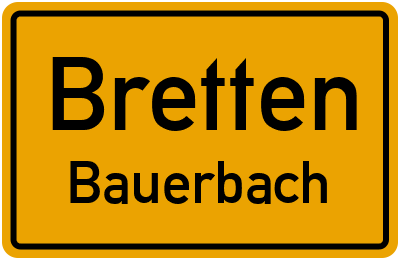 Ortsschild Bretten Bauerbach